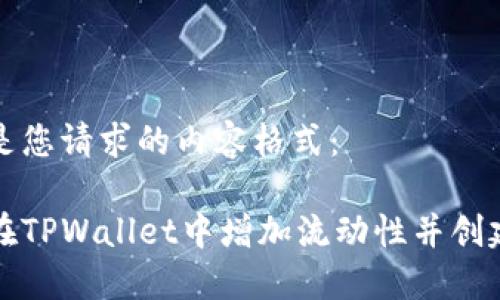 以下是您请求的内容格式：

如何在TPWallet中增加流动性并创建池子